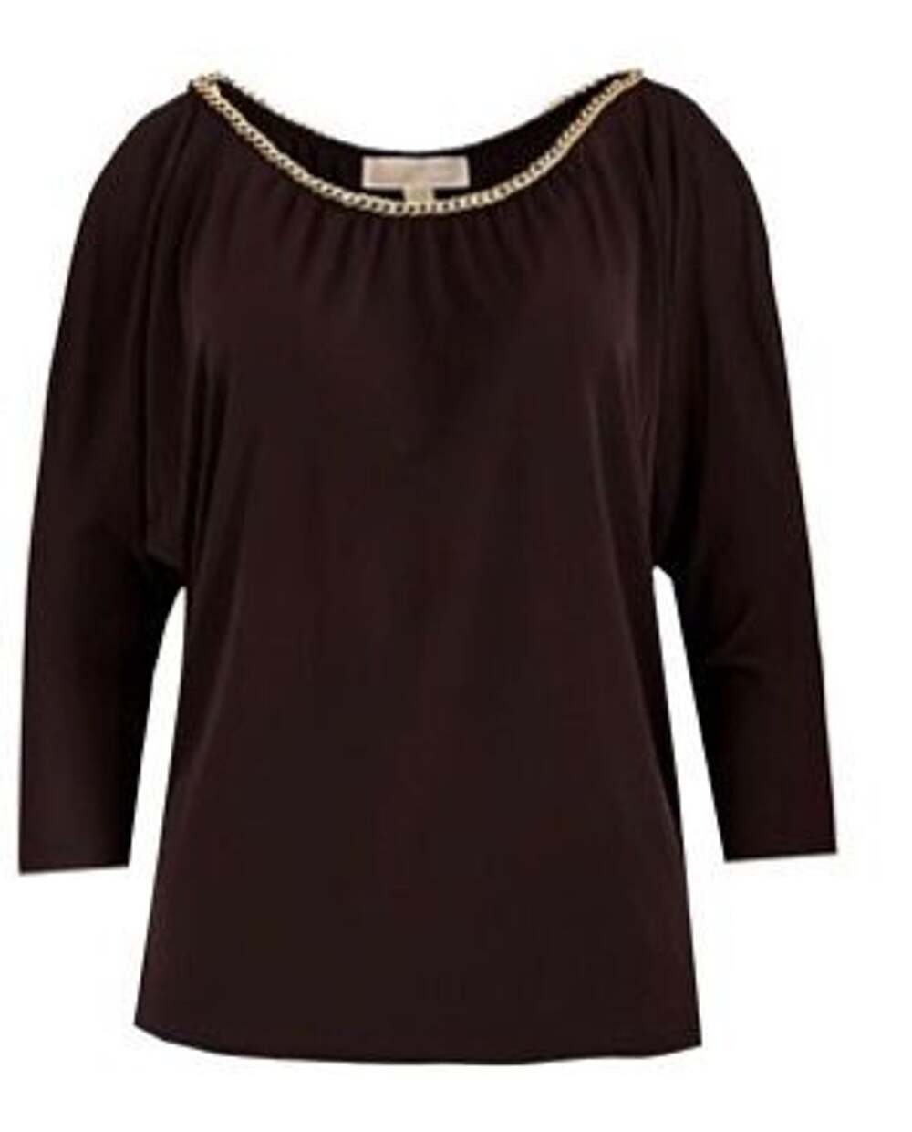 Michael Kors Chain Neck Top Size M Brown Dolman Sleeve